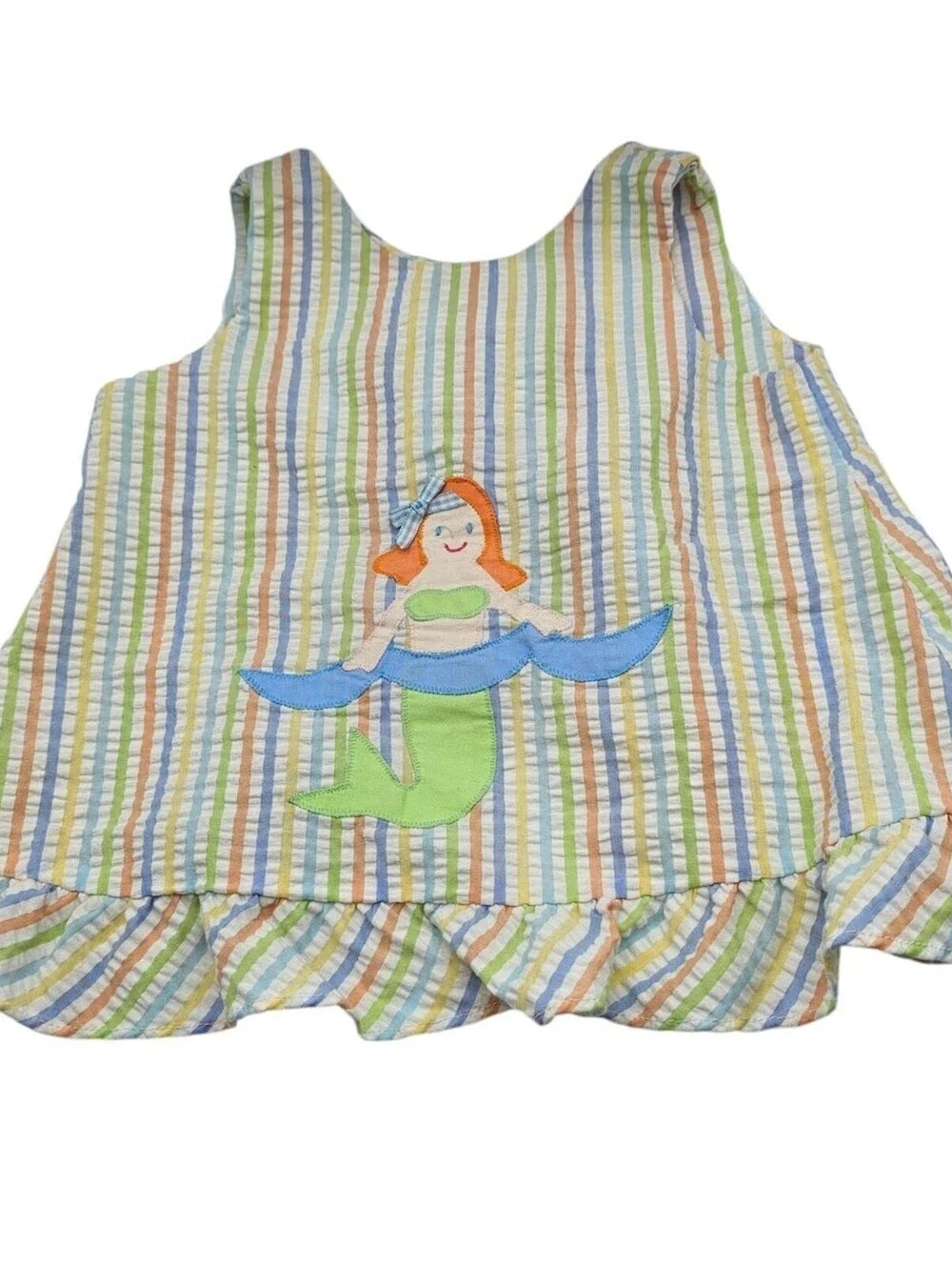 Funtasia Too Dallas Girls Sz 24M Seersucker Tank Top Mermaid Striped Nautical